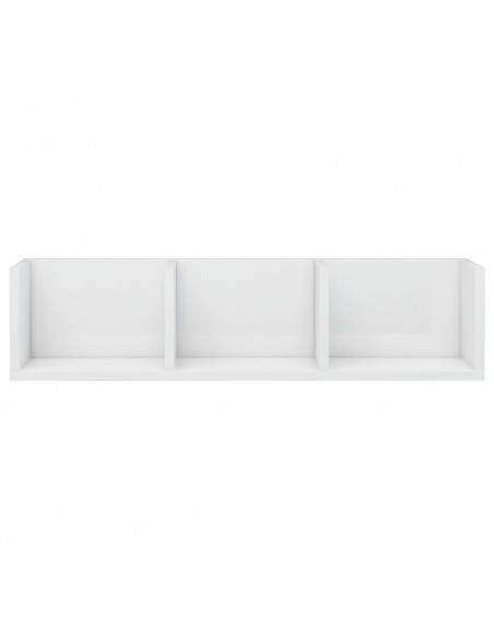 Scaffale Porta CD Parete Bianco Lucido 75x18x18 cm Multistrato