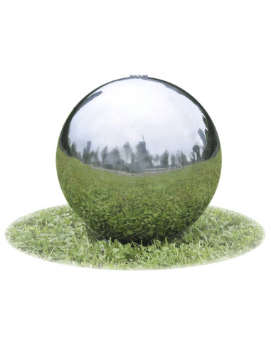 Fontane da Giardino a Sfera 3 pz con LED in Acciaio Inox 30 cm