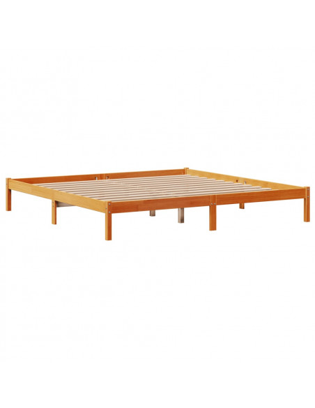 Giroletto con Testiera Marrone Cera 200x200 cm Massello Pino