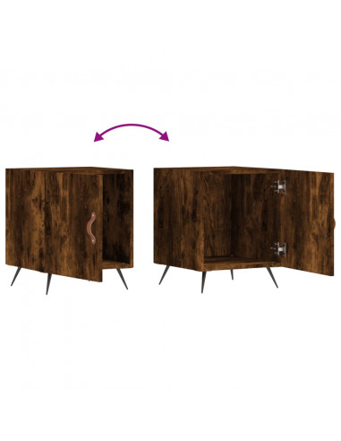 Comodini 2 pz Rovere Fumo 40x40x50 cm in Legno Multistrato