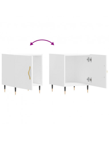 Comodini 2 pz Bianchi 40x40x50 cm in Legno Multistrato