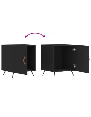 Comodini 2 pz Neri 40x40x50 cm in Legno Multistrato