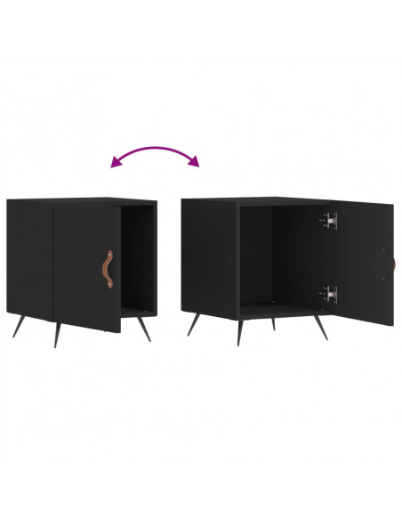 Comodini 2 pz Neri 40x40x50 cm in Legno Multistrato