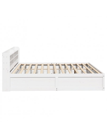 Giroletto con Testiera Bianco 200x200 cm Legno Massello di Pino