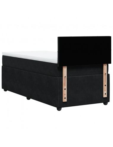 Giroletto a Molle con Materasso Nero 90x200 cm in Velluto