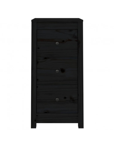 Credenze 2 pz Nere 40x35x80 cm in Legno Massello di Pino