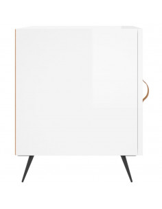 Comodini 2 pz Bianco Lucido 40x40x50 cm in Legno Multistrato 2