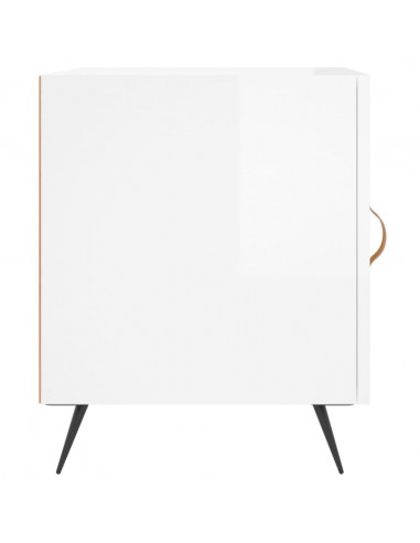 Comodini 2 pz Bianco Lucido 40x40x50 cm in Legno Multistrato