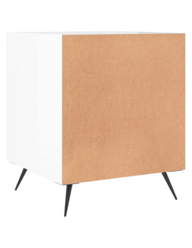 Comodini 2 pz Bianco Lucido 40x40x50 cm in Legno Multistrato