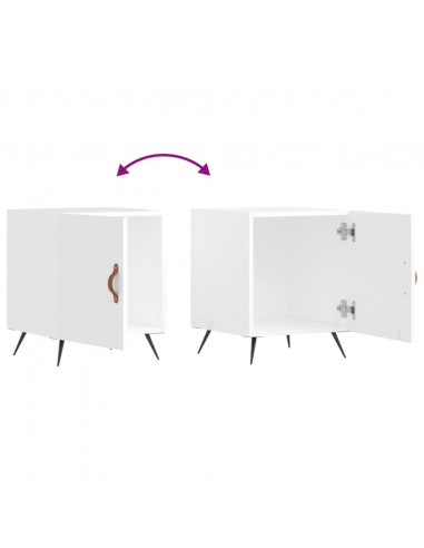 Comodini 2 pz Bianco Lucido 40x40x50 cm in Legno Multistrato