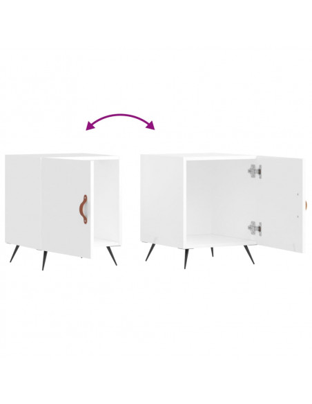 Comodini 2 pz Bianco Lucido 40x40x50 cm in Legno Multistrato