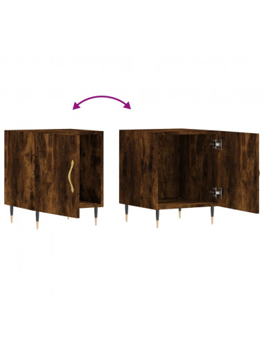 Comodini 2 pz Rovere Fumo 40x40x50 cm in Legno Multistrato