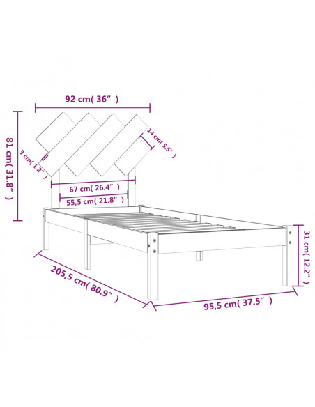 Giroletto 90x200 cm in Legno Massello