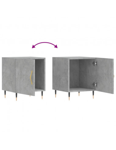 Comodini 2 pz Grigio Cemento 40x40x50 cm in Legno Multistrato