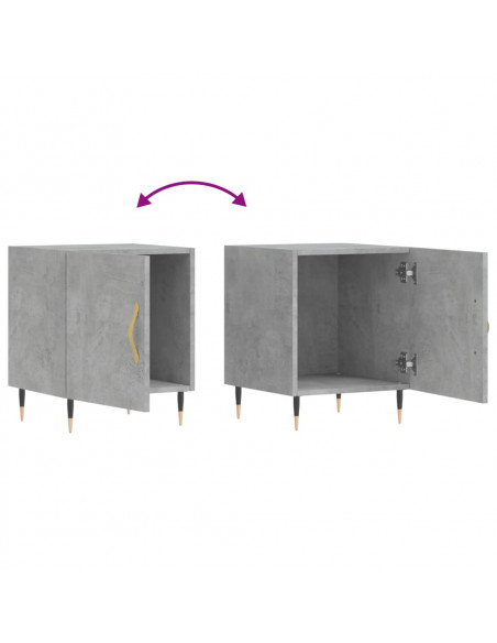 Comodini 2 pz Grigio Cemento 40x40x50 cm in Legno Multistrato