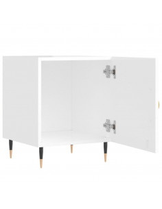 Comodini 2 pz Bianco Lucido 40x40x50 cm in Legno Multistrato 2