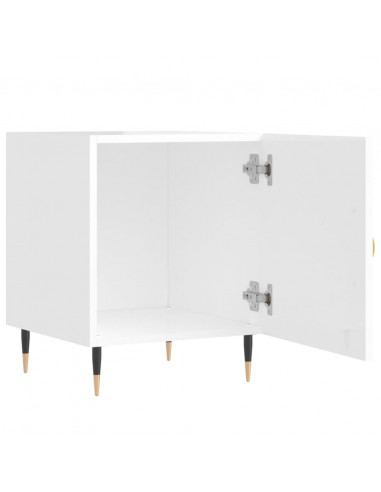 Comodini 2 pz Bianco Lucido 40x40x50 cm in Legno Multistrato