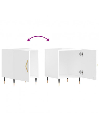 Comodini 2 pz Bianco Lucido 40x40x50 cm in Legno Multistrato