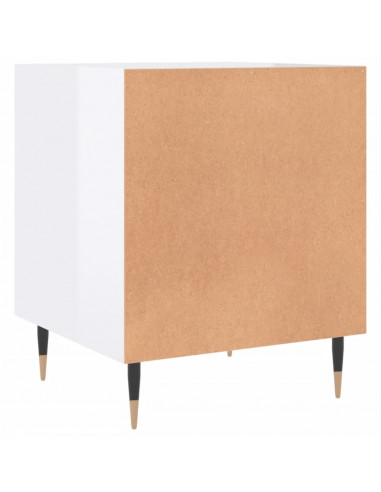 Comodini 2 pz Bianco Lucido 40x40x50 cm in Legno Multistrato