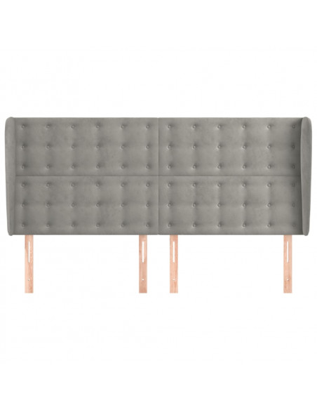 Testiera ad Orecchio Grigio Chiaro 163x23x118/128 cm in Velluto