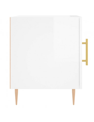 Comodini 2 pz Bianco Lucido 40x40x50 cm in Legno Multistrato