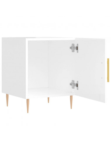 Comodini 2 pz Bianco Lucido 40x40x50 cm in Legno Multistrato