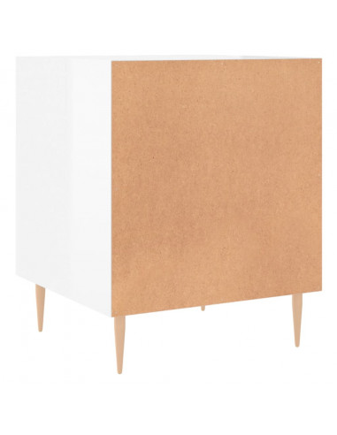 Comodini 2 pz Bianco Lucido 40x40x50 cm in Legno Multistrato