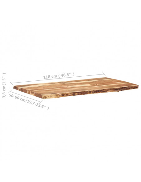 Piano del Tavolo in Legno Massello di Acacia 118x(50-60)x3,8 cm