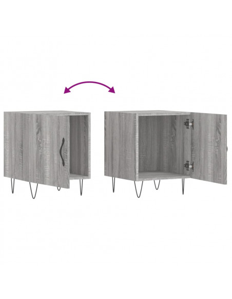 Comodini 2 pz Grigio Sonoma 40x40x50 cm in Legno Multistrato