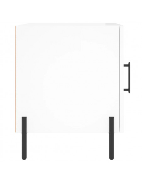 Comodini 2 pz Bianco Lucido 40x40x50 cm in Legno Multistrato