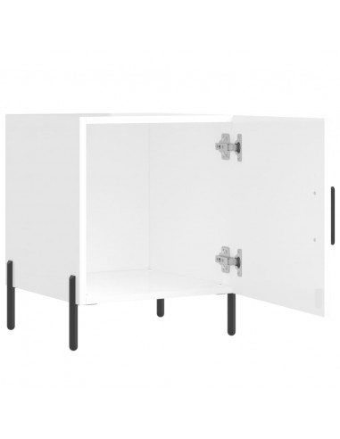 Comodini 2 pz Bianco Lucido 40x40x50 cm in Legno Multistrato