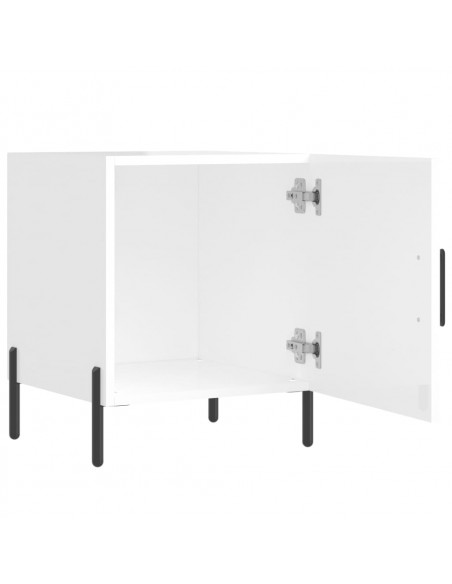 Comodini 2 pz Bianco Lucido 40x40x50 cm in Legno Multistrato