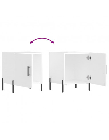 Comodini 2 pz Bianco Lucido 40x40x50 cm in Legno Multistrato