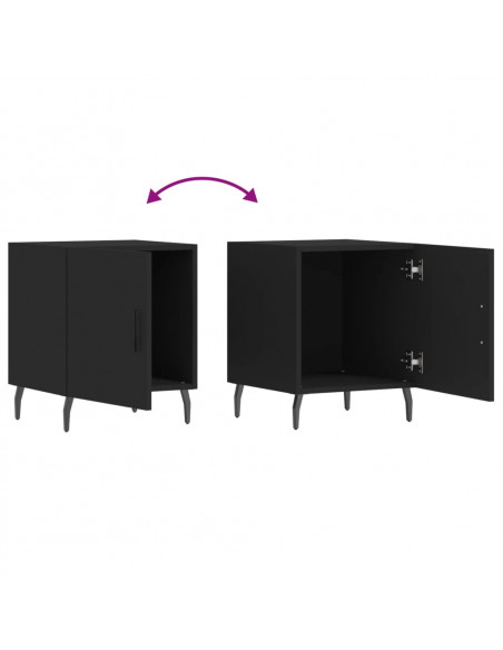 Comodini 2 pz Neri 40x40x50 cm in Legno Multistrato