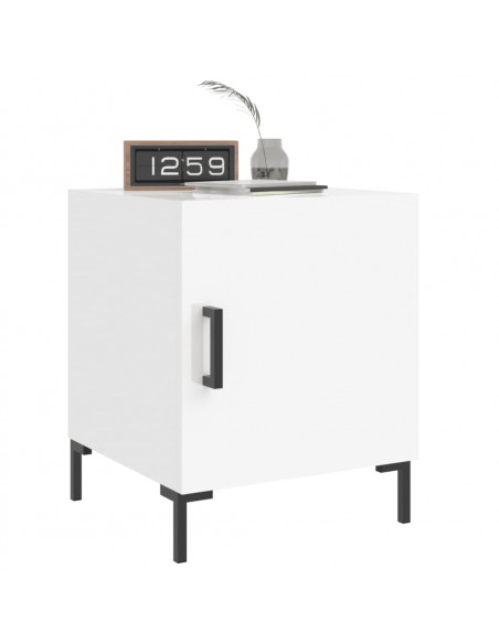 Comodini 2 pz Bianco Lucido 40x40x50 cm in Legno Multistrato