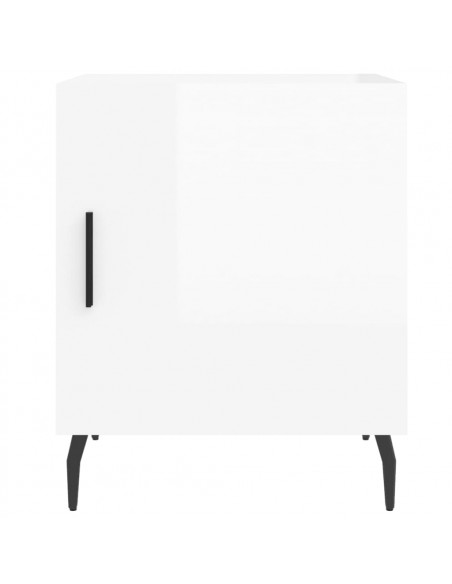 Comodini 2 pz Bianco Lucido 40x40x50 cm in Legno Multistrato