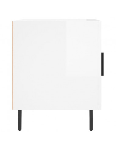 Comodini 2 pz Bianco Lucido 40x40x50 cm in Legno Multistrato