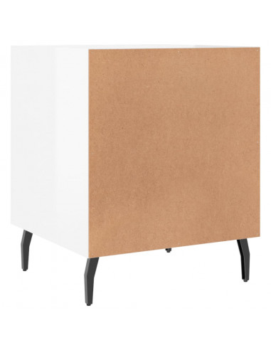 Comodini 2 pz Bianco Lucido 40x40x50 cm in Legno Multistrato