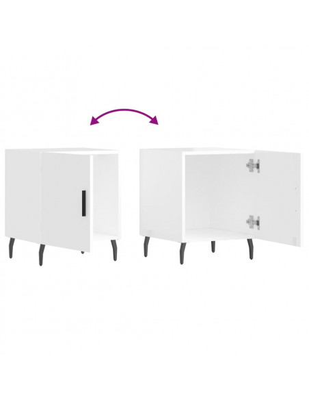 Comodini 2 pz Bianco Lucido 40x40x50 cm in Legno Multistrato