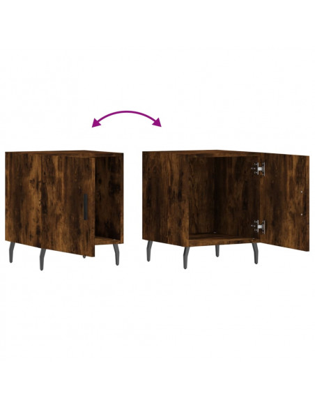 Comodini 2 pz Rovere Fumo 40x40x50 cm in Legno Multistrato
