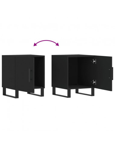 Comodini 2 pz Neri 40x40x50 cm in Legno Multistrato