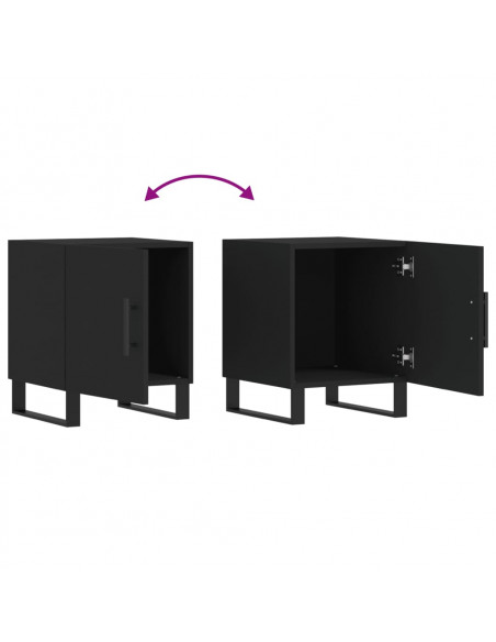 Comodini 2 pz Neri 40x40x50 cm in Legno Multistrato