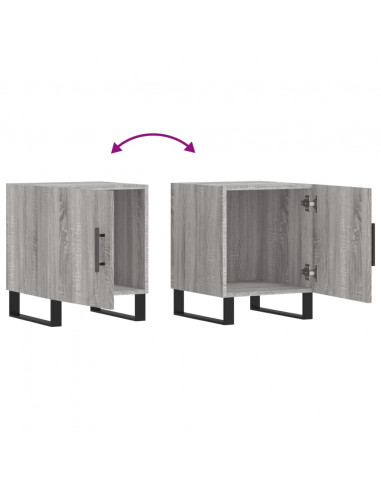 Comodini 2 pz Grigio Sonoma 40x40x50 cm in Legno Multistrato