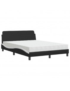 Letto con Materasso Nero e Bianco 120x200 cm in Similpelle 2