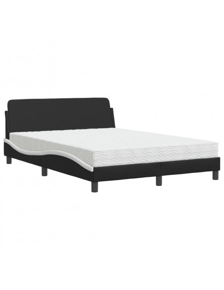 Letto con Materasso Nero e Bianco 120x200 cm in Similpelle