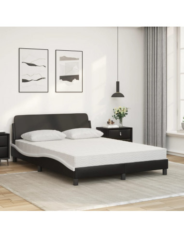 Letto con Materasso Nero e Bianco 120x200 cm in Similpelle