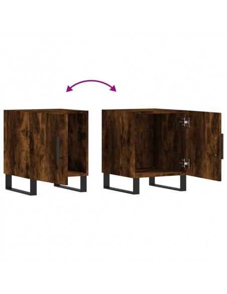 Comodini 2 pz Rovere Fumo 40x40x50 cm in Legno Multistrato