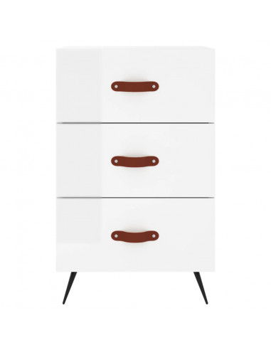 Comodino Bianco Lucido 40x40x66 cm in Legno Multistrato