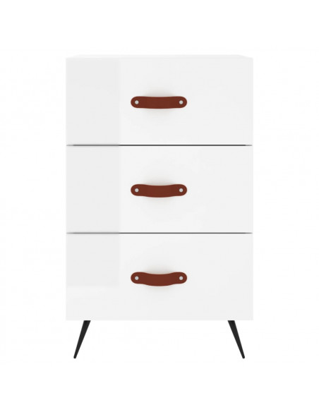 Comodino Bianco Lucido 40x40x66 cm in Legno Multistrato