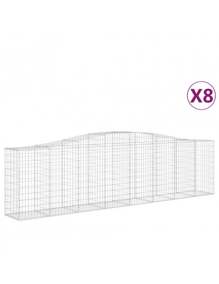 Cesti Gabbioni ad Arco 8 pz 400x50x100/120 cm Ferro Zincato